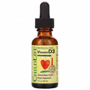 Витамин D3 для Детей в Капельках со Вкусом Ягод, 500 МЕ, Vitamin D3 Drops, ChildLife, 26.9 мл / CDL10900