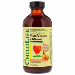 Жидкие Мультивитамины для Детей, Вкус Апельсин-Манго, Multi Vitamin & Mineral, ChildLife, 237 мл / CDL10300