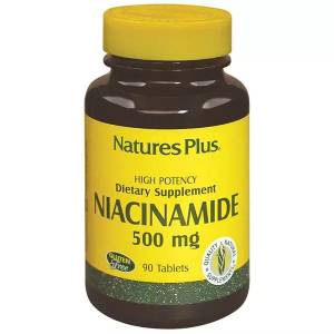 Ниацинамид (В3), Niacinamide, 500 мг, Natures Plus, 90 таблеток / NTP1890
