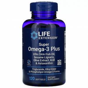 Супер Омега-3 Плюс, Omega Foundations, Super Omega-3 Plus, Life Extension, 120 Желатинових Капсул / LEX19881