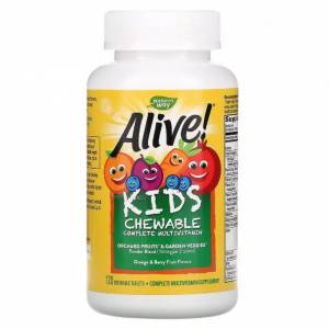 Мультивитамины для Детей, Alive, Nature's Way, Вкус Ягод и Апельсина, 120 жевательных таблеток / NWY15786 
