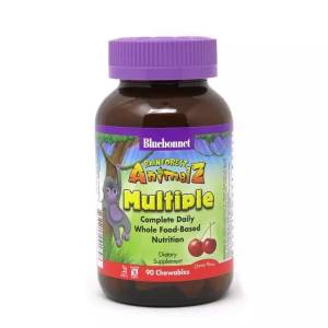 Мультивитамины для Детей, Вишня, Rainforest Animalz, Bluebonnet Nutrition, 90 жевательных конфет / BLB0184