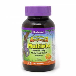Мультивитамины для Детей, Апельсин, Rainforest Animalz, Bluebonnet Nutrition, 90 жевательных конфет / BLB0188