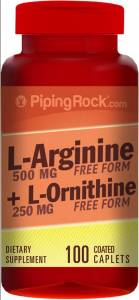 Л-Аргинин с Л-Орнитином / L-Arginine & L-Ornithine 100 Coated Caplets Piping Rock USA / PPR.30894 