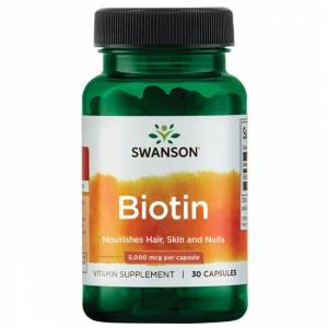 Красивые ногти кожа и волосы - Биотин (витамин Б7) 5 мг 30 капсул / Biotin Swanson USA / SW01239.11273