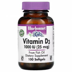 Витамин D3 1000IU, Bluebonnet Nutrition, 100 желатиновых капсул / BLB0308