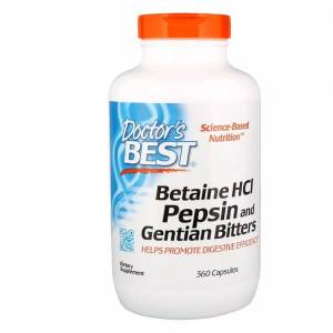 Бетаин HCL и Пепсин, Betaine HCL & Pepsin, Doctor's Best, 360 капсул / DRB00315