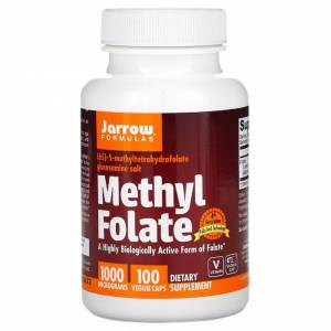 Метилфолат, 1000 мкг, Methyl Folate, Jarrow Formulas, 100 вегетарианских капсул / JRW30008