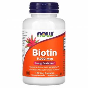 Биотин (В7) 5000 мкг, Now Foods, 120 вегетарианских капсул / NF0474.13968
