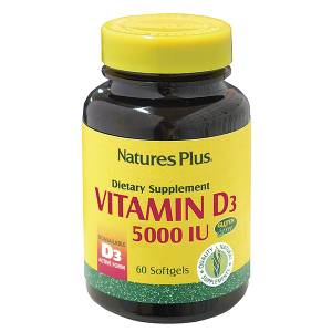 Витамин D3 5000IU, Natures Plus, 60 желатиновых капсул / NTP1047