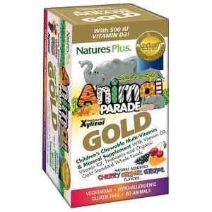 Мультивитамины для Детей, Вкус Ассорти, Animal Parade Gold, Natures Plus, 60 жевательных таблеток