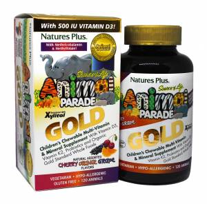 Мультивитамины для Детей, Вкус Ассорти, Animal Parade Gold, Natures Plus, 120 жевательных таблеток / NTP29928