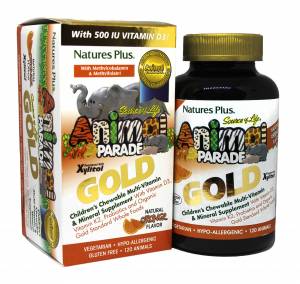 Мультивитамины для Детей, Вкус Апельсина, Animal Parade Gold, Natures Plus, 120 жевательных таблеток / NTP29936