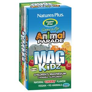 Магний для Детей без Сахара, Вкус Вишни, Animal Parade, Natures Plus, 90 жевательных таблеток / NTP29942