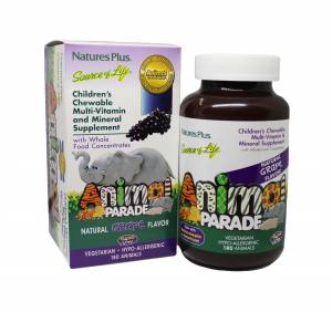 Мультивитамины для Детей, Вкус Винограда, Animal Parade, Natures Plus, 180 жевательных таблеток / NTP29986