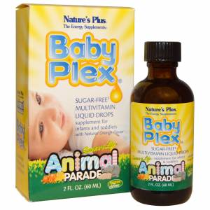 Жидкие Мультивитамины для Младенцев, Апельсин, Baby Plex, Animal Parade, Natures Plus, 60мл / NTP29988