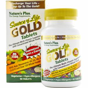 Мультивитамины, Source of Life Gold, Natures Plus, 90 таблеток / NTP90711
