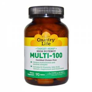 Мультивитамины для Взрослых, Multi-100, Country Life, 90 таблеток 