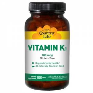 Натуральный Витамин К1 100 мкг, Country Life, 100 таблеток / CLF8011
