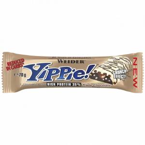 Протеиновый батончик Yippie, Вкус Тройного Шоколада, Упаковка (12 шт x 70 г), Weider 