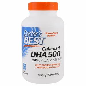 DHA (докозагексаеновая кислота) Глубоководный 500мг, Calamarine, Doctor's Best,60 желатиновых капсул