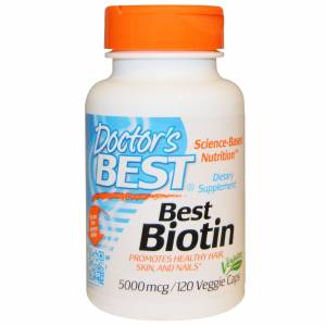 Биотин (B7) 5000мкг, Doctor's Best, 120 гелевых капсул / DRB00301