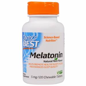 Мелатонин 5мг, Мятный вкус, Doctor's Best, 120 жевательных таблеток