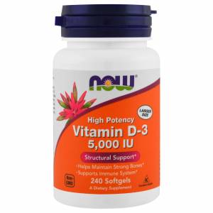 Витамин D-3 5000IU, Now Foods, 240 желатиновых капсул / NF0373