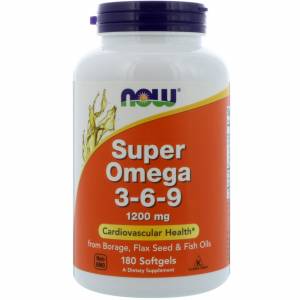 Супер Омега 3-6-9 1200мг, Now Foods, 180 желатиновых капсул / NF1841.24945
