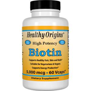 Биотин (В7) 5000мкг, Healthy Origins, 60 гелевых капсул
