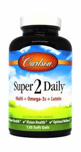 Мультивитамины с Омега-3 и Лютеином, Super 2 Daily, Carlson, 120 желатиновых капсул / CL4051
