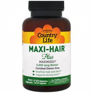 Комплекс для Роста и Укрепления Волос, Maxi-Hair, Country Life, 120 гелевых капсул