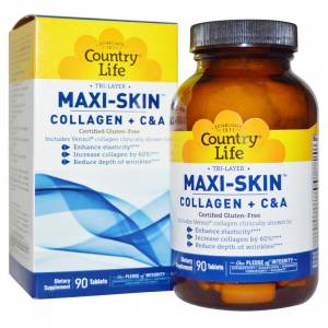 Коллаген + Витамины С&А, Maxi-Skin, Country Life, 90 таблеток