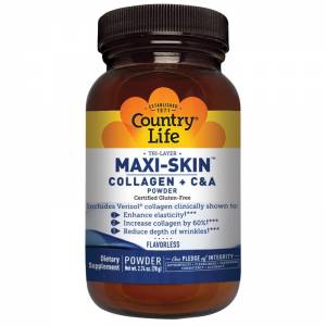 Коллаген + Витамины С&А в Порошке, Maxi-Skin, Country Life, 2,74 уцнции (78 гр) / CLF5061