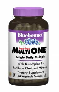 Мультивитамины без железа, MultiONE, Bluebonnet Nutrition, 60 гелевых капсул / BLB0146