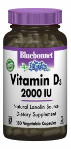 Витамин D3 2000IU, Bluebonnet Nutrition, 180 гелевых капсул