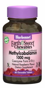 Метилкобаламин (В12) 1000мкг, Малина, Earth Sweet Chewables, Bluebonnet Nutrition, 60 жев. таб.
