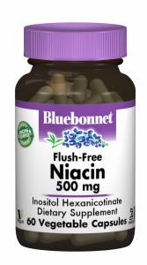 Ниацин без инфузата (В3) 500мг, Bluebonnet Nutrition, 60 гелевых капсул