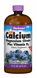 Жидкий Кальций Цитрат Магния + Витамин D3, Вкус Черники, Bluebonnet Nutrition, 16 ж. унций (472 мл)