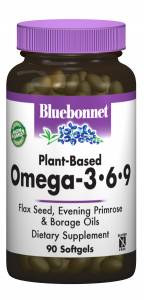 Омега 3-6-9 на Растительной Основе 1000мг, Bluebonnet Nutrition, 90 желатиновых капсул / BLB1012