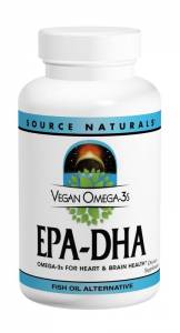 Веганская Омега-3, 300 мг, EPA-DHA, Source Naturals, 60 желатиновых капсул, SN2459