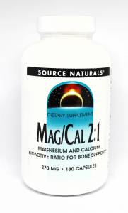 Магний Кальций 2:1, 370 мг, Source Naturals, 180 капсул