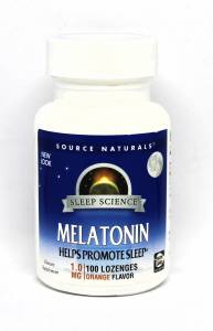Мелатонин 1мг, Вкус Апельсина, Sleep Science, Source Naturals, 100 таблеток для рассасывания