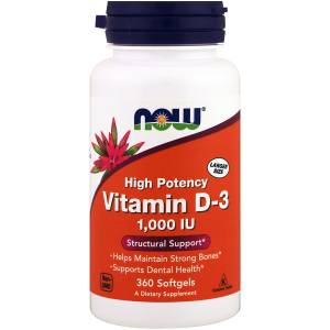 Витамин D-3 1000IU, Now Foods, 360 желатиновых капсул / NF0375.28368
