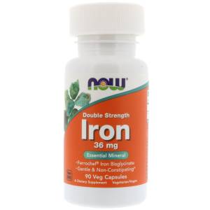 Железо, Iron, Now Foods, 36 мг, 90 капсул / NOW-1444