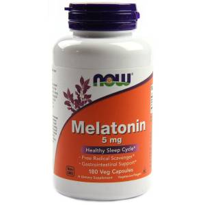 Мелатонин, Melatonin, Now Foods, 5мг, 180 капсул / NF3556