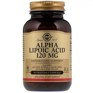 Альфа Липоевая Кислота, Alpha Lipoic Acid,  Solgar, 120 мг, 60 капсул / SOL00057