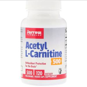 Ацетил L-Карнитин, Acetyl L-Carnitine, Jarrow Formulas, 500 мг, 120 капсул / JRW15062