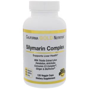 Силимарин Комплекс (Расторопша), California Gold Nutrition, 300 мг, 120 капсул / CGN00956