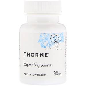 Медь (Бисглицинат), Copper Bisglycinate, Thorne Research, 60 капсул / THR00341